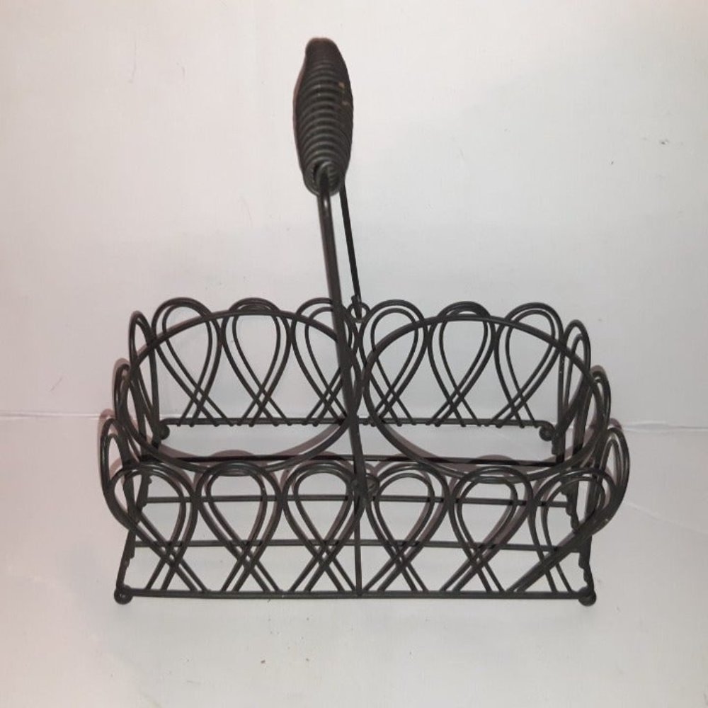 Decorative Black Metal Silverware Utensil Napkin Holder Picnic Buffet Caddy